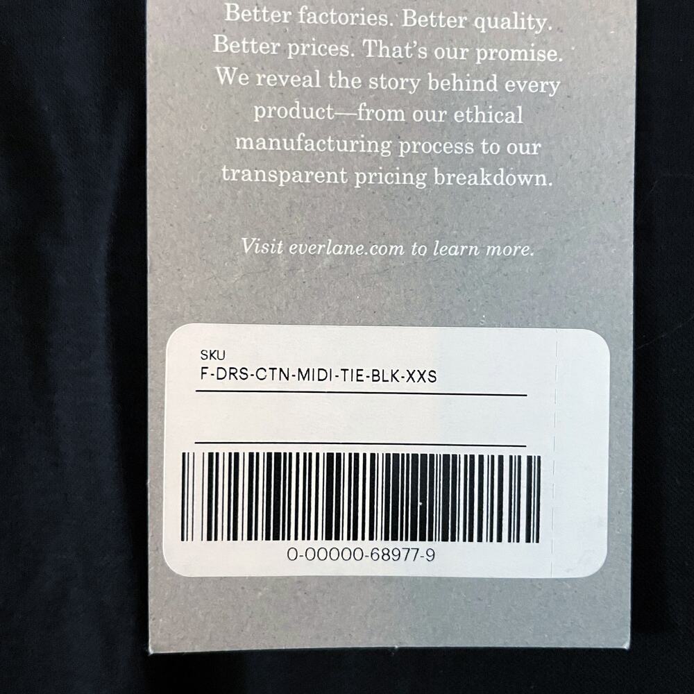 Everlane Womens The Luxe Cotton Tee Dress XXS Black Short Sleeve Tie Front NWT - Picture 10 of 10